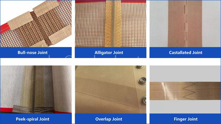 PTFE fiberglass open mesh conveyor belt Joint